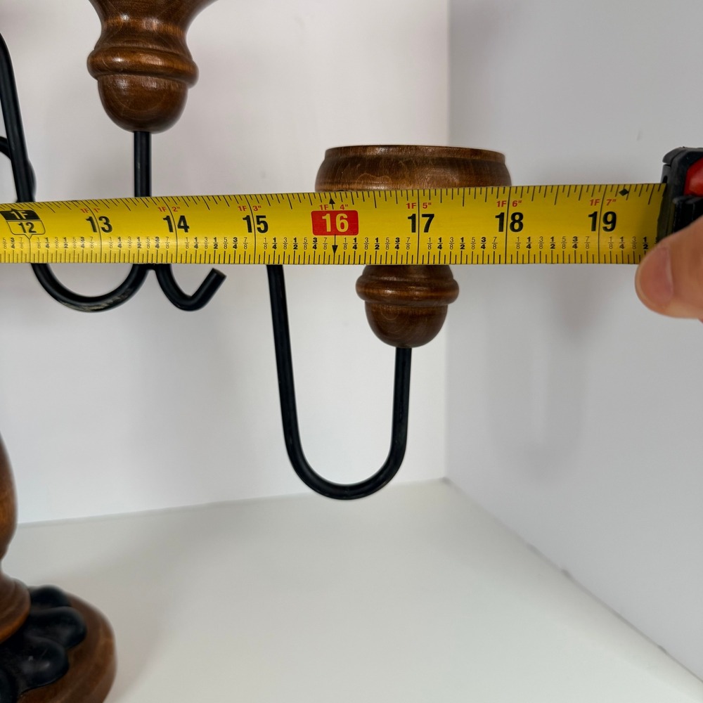 Vintage Wood Metal Candelabra 5 Candle Holder Tabletop Decor Accent castlecore - Picture 5 of 8